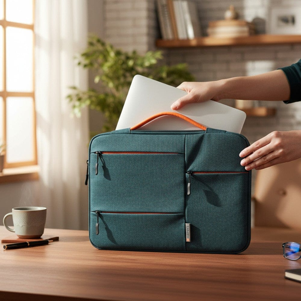 Housse Ordinateur Polyester Imperméable avec Poignée Extensible - 13 à 15 Pouces