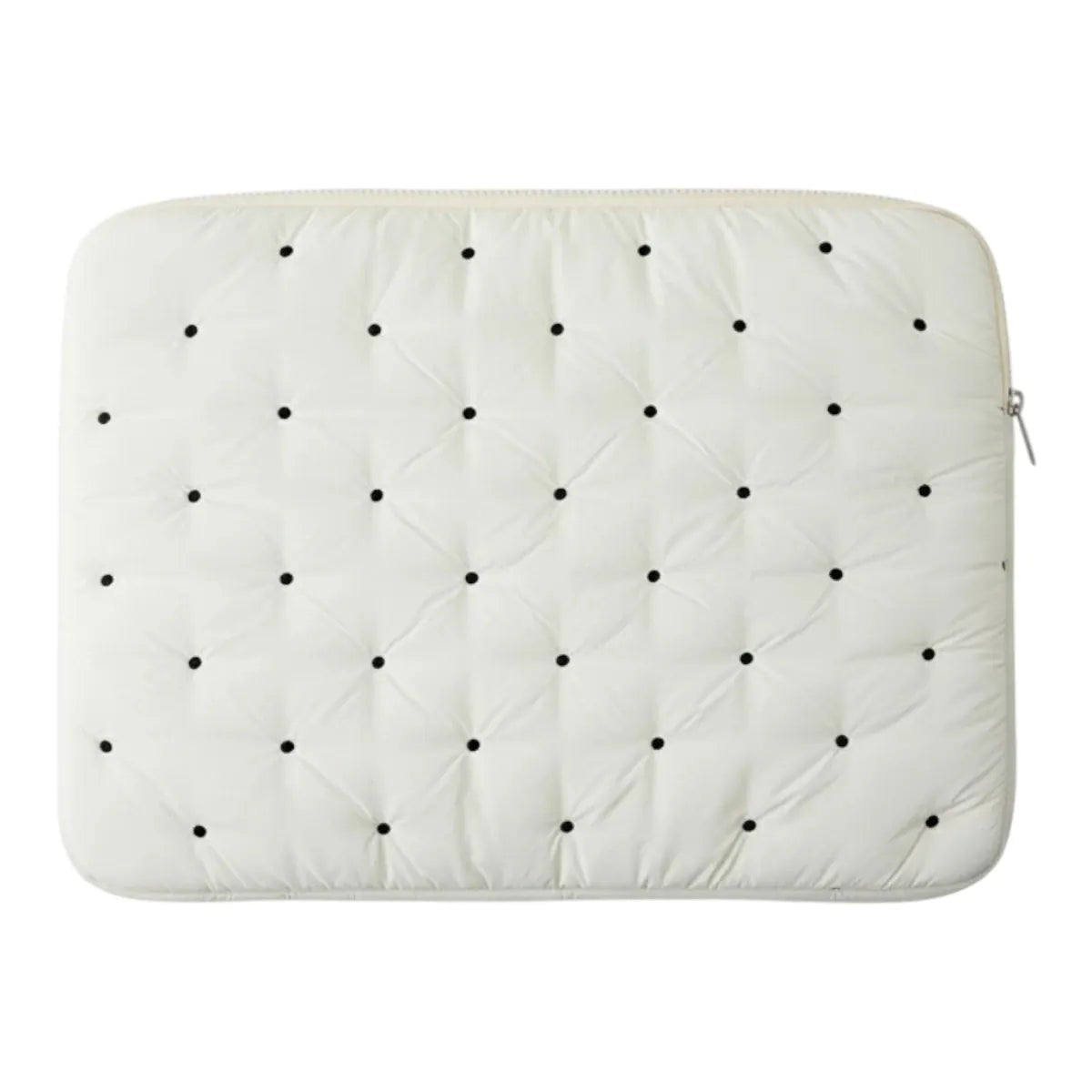 Photo studio de la housse ordinateur Puffer blanche sur fond blanc - Bureau Cosy