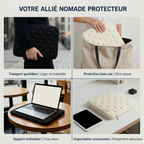 Infographie explicative des 4 cas d'utilisation nomades de la housse ordinateur Puffer