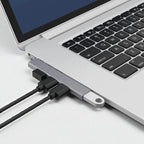 Hub USB 4-en-1 en Aluminium - Extension Clip pour PC Portable (USB & USB-C)