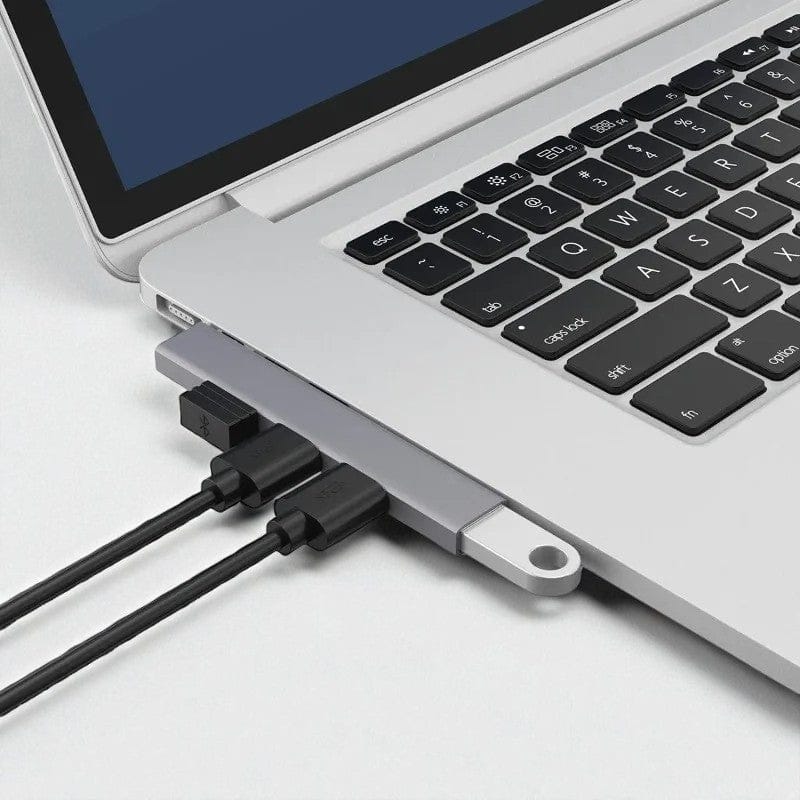 Hub USB 4-en-1 en Aluminium - Extension Clip pour PC Portable (USB & USB-C)