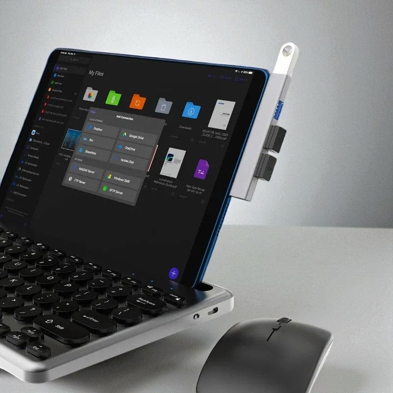 Hub USB 4-en-1 en Aluminium - Extension Clip pour PC Portable (USB & USB-C)