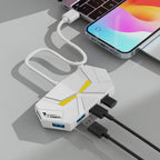Hub USB 7 Ports 3.0 au Design Hexagonal Futuriste – Éclairage LED RGB & Alimentation Type-C