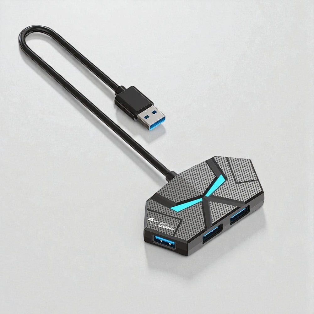 Hub USB 7 Ports 3.0 au Design Hexagonal Futuriste – Éclairage LED RGB & Alimentation Type-C