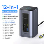 Hub USB-C 12-en-1 Aluminium – Dual 4K@60Hz, Charge 100W, Vitesse 10Gbps, Design Vertical Premium