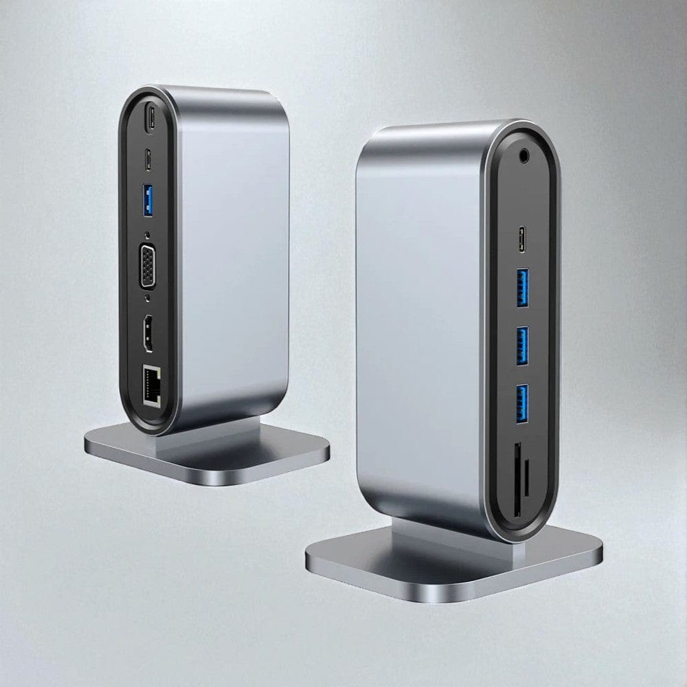 Hub USB-C 12-en-1 aluminium gris espace avec Power Delivery 100W et HDMI 4K