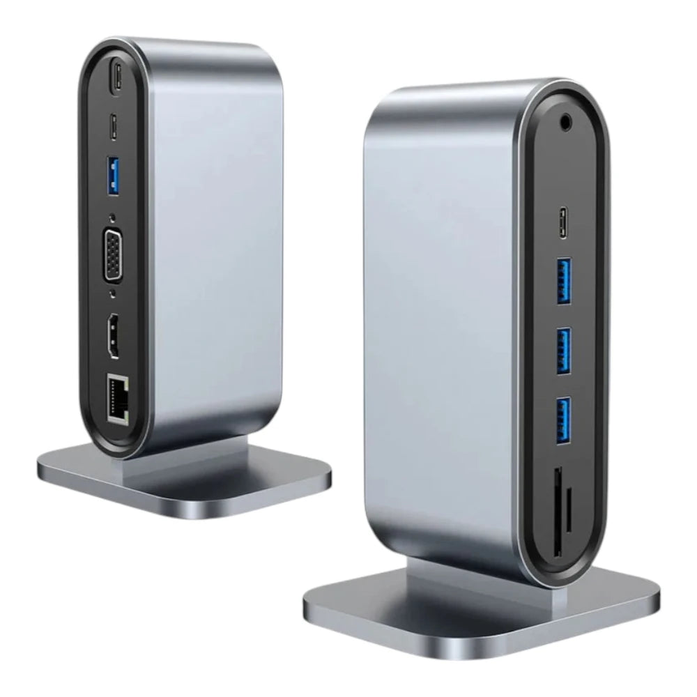 Hub USB-C 12-en-1 aluminium gris espace avec Power Delivery 100W et HDMI 4K