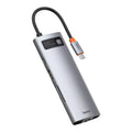 Hub USB-C 8-en-1 Aluminium Gris Sidéral avec Voyant LED - HDMI 4K, USB 3.0, Ethernet, SD/TF & PD 100W