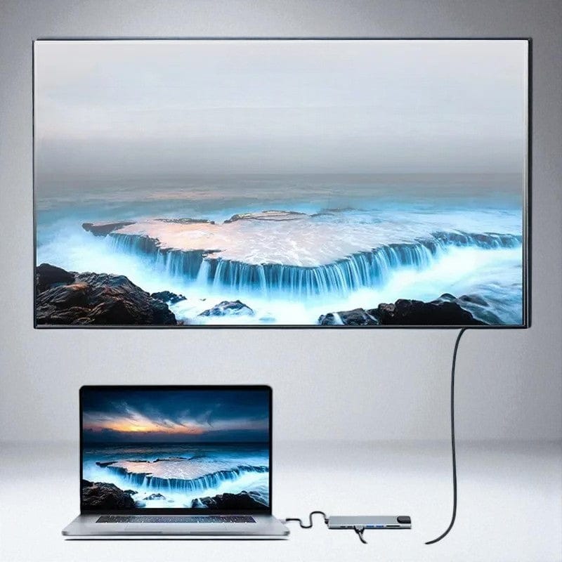 Hub USB-C 8-en-1 Compact en Aluminium Gris Sidéral | HDMI 4K, Ethernet, PD 87W