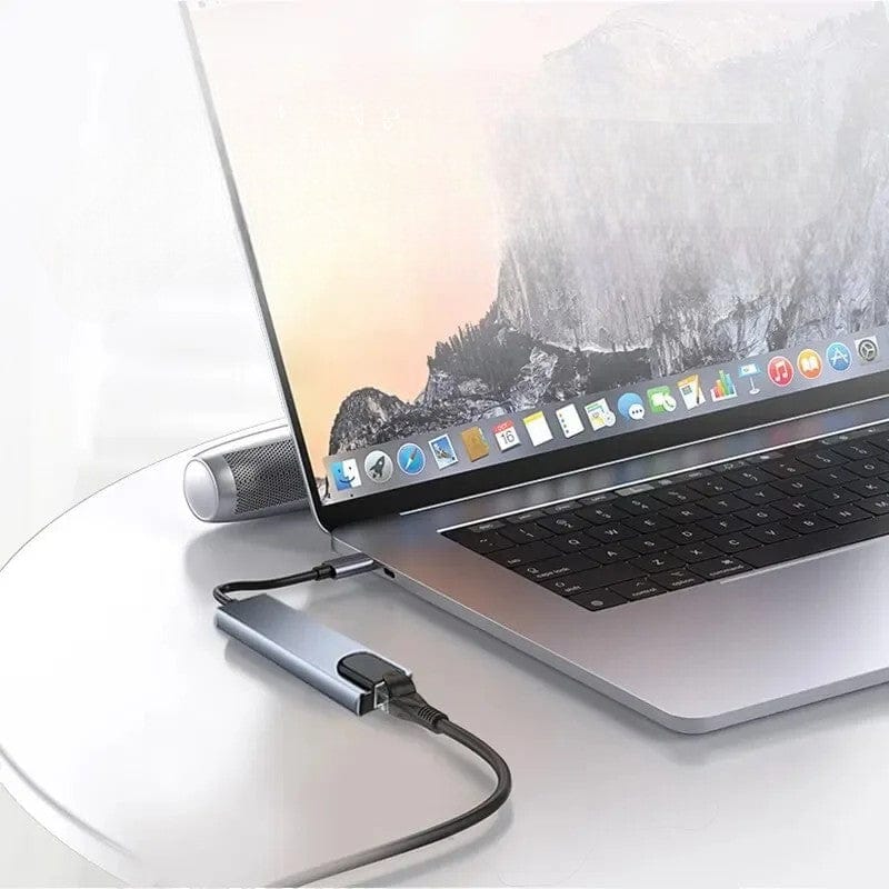Hub USB-C 8-en-1 Compact en Aluminium Gris Sidéral | HDMI 4K, Ethernet, PD 87W