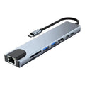 Hub USB-C 8-en-1 Compact en Aluminium Gris Sidéral | HDMI 4K, Ethernet, PD 87W
