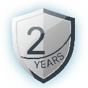 Icône bouclier argenté symbolisant une garantie constructeur de 2 ans incluse.