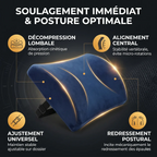 Infographie L-Core présentant le soulagement immédiat, l'alignement central et le redressement postural.