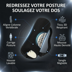 Infographie complète du Spinal Axis détaillant l'alignement de la colonne, la correction posturale et la thermorégulation.