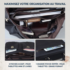 Rangement intérieur du modèle Grainton. Mieux organisé qu'un sac ordi basique ou que des sacoches ordinateur standards, idéal comme sacoche ordinateur femme.