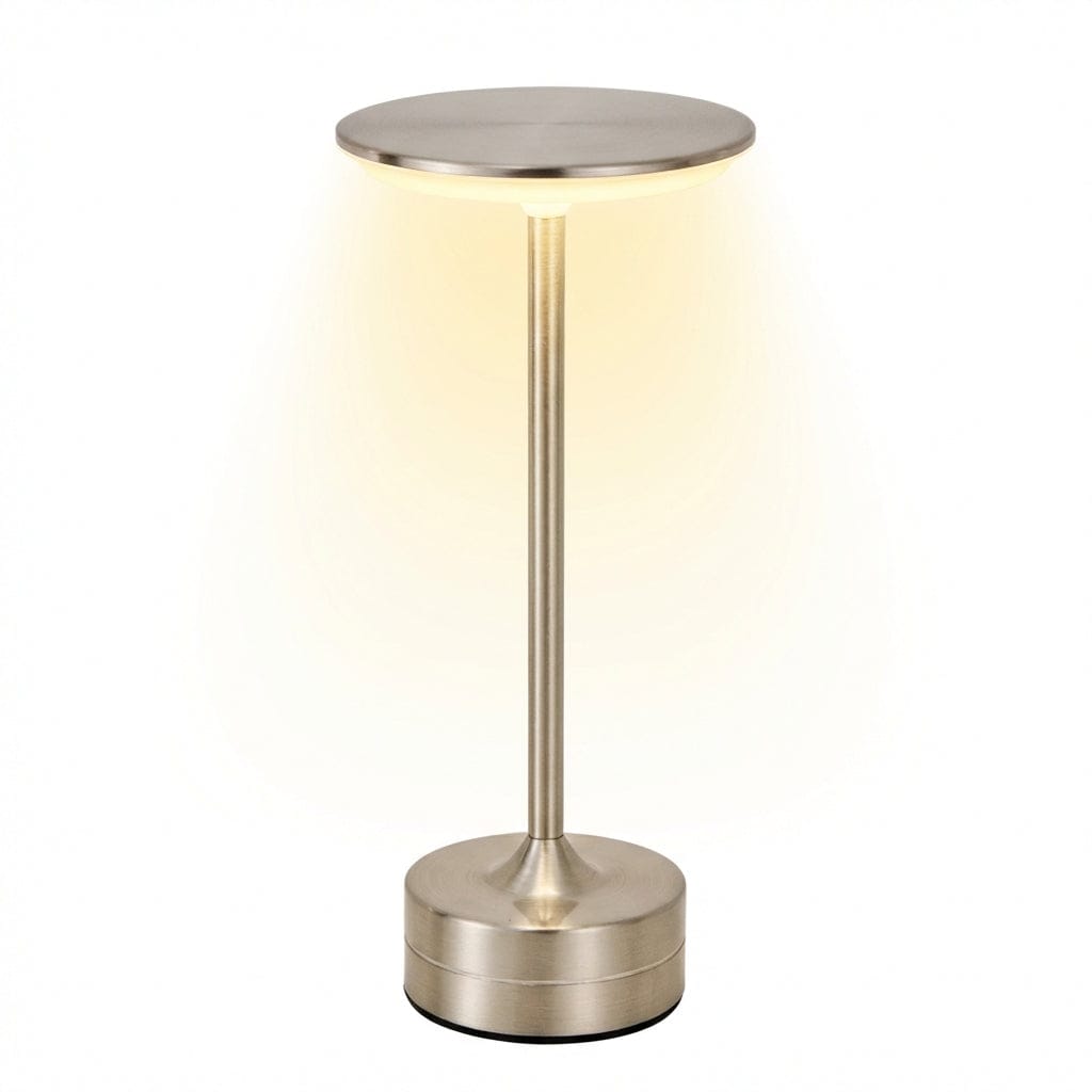 Lampe de bureau LUXOR Liberté Absolue en finition argentée chromée au design épuré.