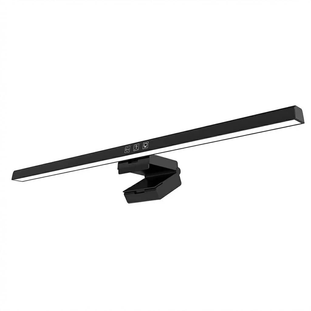 Lampe de bureau Screenbar tactile HELIOS 50cm avec fixation clip intelligente et barre LED noire épurée.