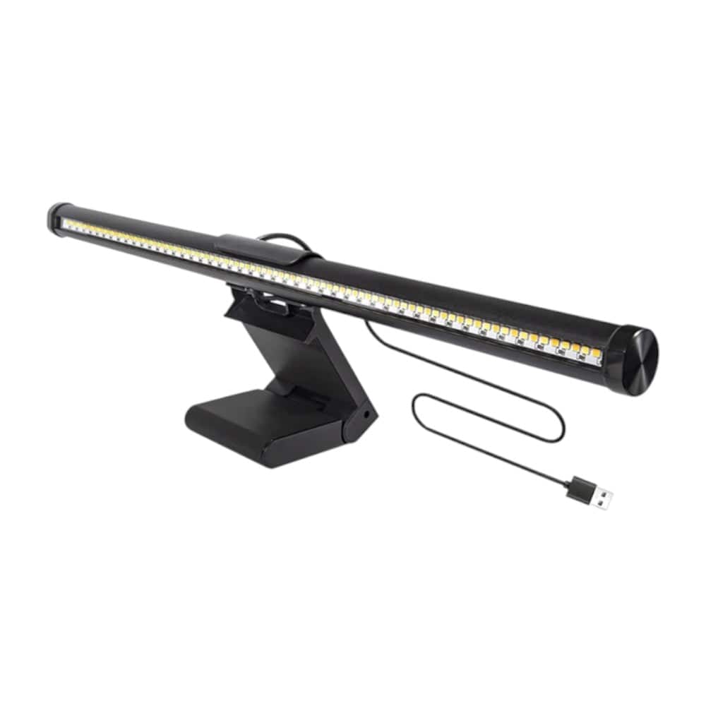 Vue isolée de la lampe de bureau Screenbar ZENIT 30cm avec câble USB et fixation clip.
