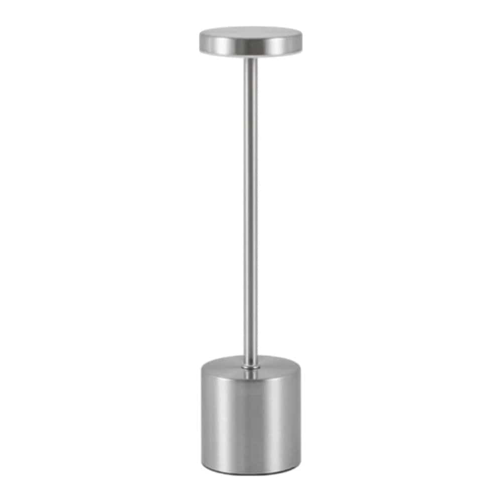 Lampe de bureau STELIX avec finition argentée élégante et éclairage personnalisable.