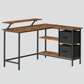 Marron Bureau d'Angle avec Rangements et Support Écran Ergonomique - Configuration en L Réversible
