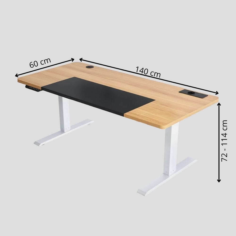 Marron-Noir-140*60*116cm Bureau Assis Debout Électrique Réglable en Hauteur 140-160 cm avec Moteur Silencieux