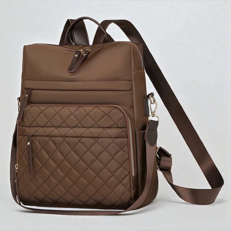 Marron Sac à Dos Ordinateur Femme Élégant Matelassé