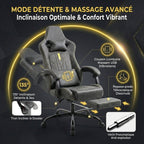 Présentation du mode détente de la Chaise Ergonomique OMEGA-VIBE avec inclinaison à 135 degrés et confort massant.
