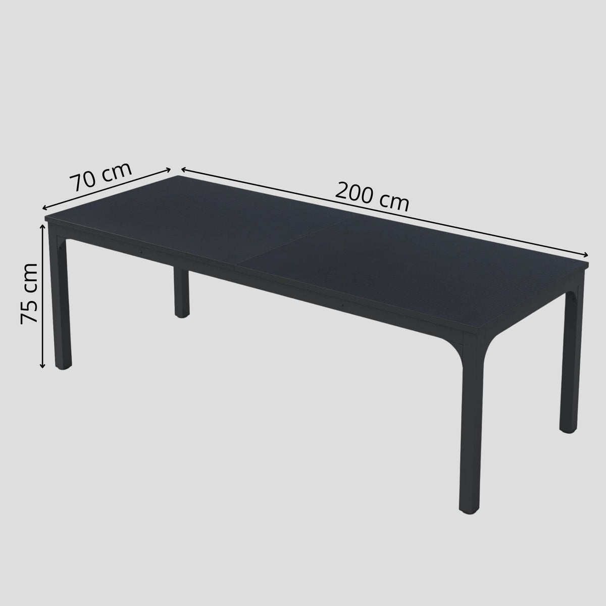 Noir Bureau Bois Double 200 cm - Station de Travail 2 Personnes