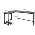 Noir Bureau d'Angle en L 170cm - Station de Travail Gaming et Télétravail