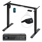 Noir Cadre Bureau Assis Debout Électrique Réglable en Hauteur avec Port USB (livré sans table)