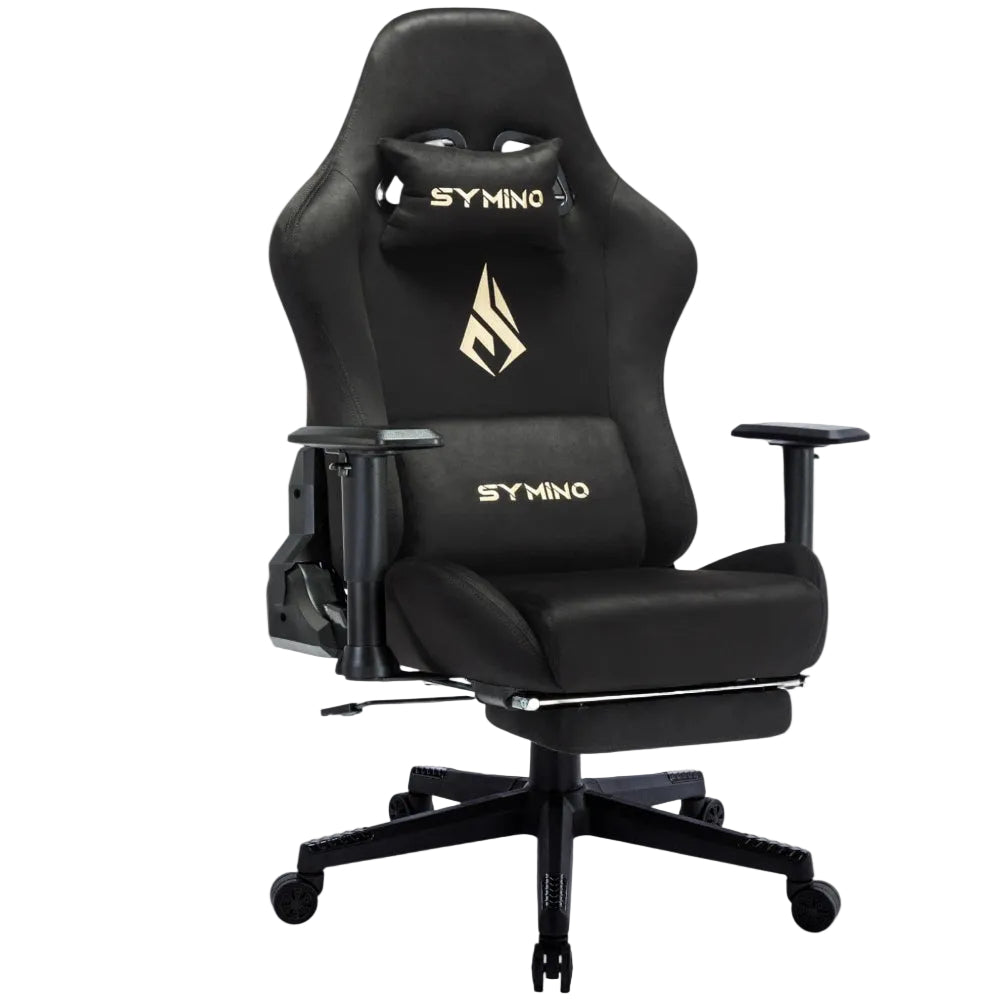 Noir Chaise Gaming Ergonomique avec Repose-Pieds - Fauteuil Bureau Respirant Inclinable 150°