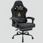 Noir Chaise Gaming Ergonomique avec Repose-Pieds - Style Racing Professionnel