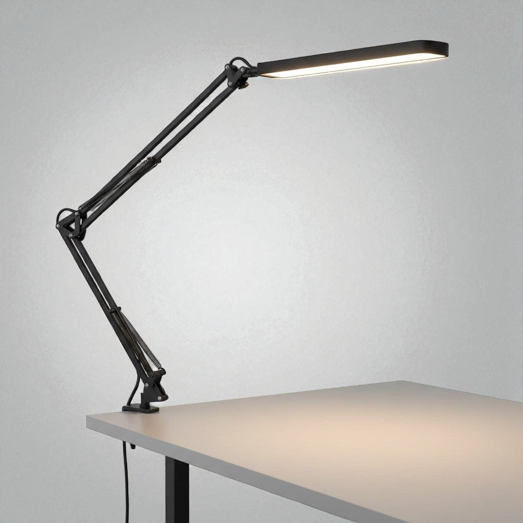 Noir Lampe de Bureau LED Articulée avec Pince - Protection Oculaire et Éclairage Ajustable