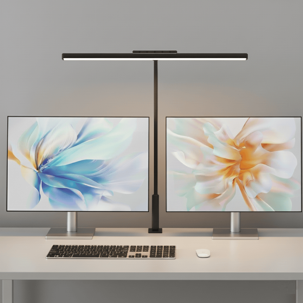 Noir Lampe de Bureau LED avec Pince - Éclairage Ultra-Large pour Station de Travail