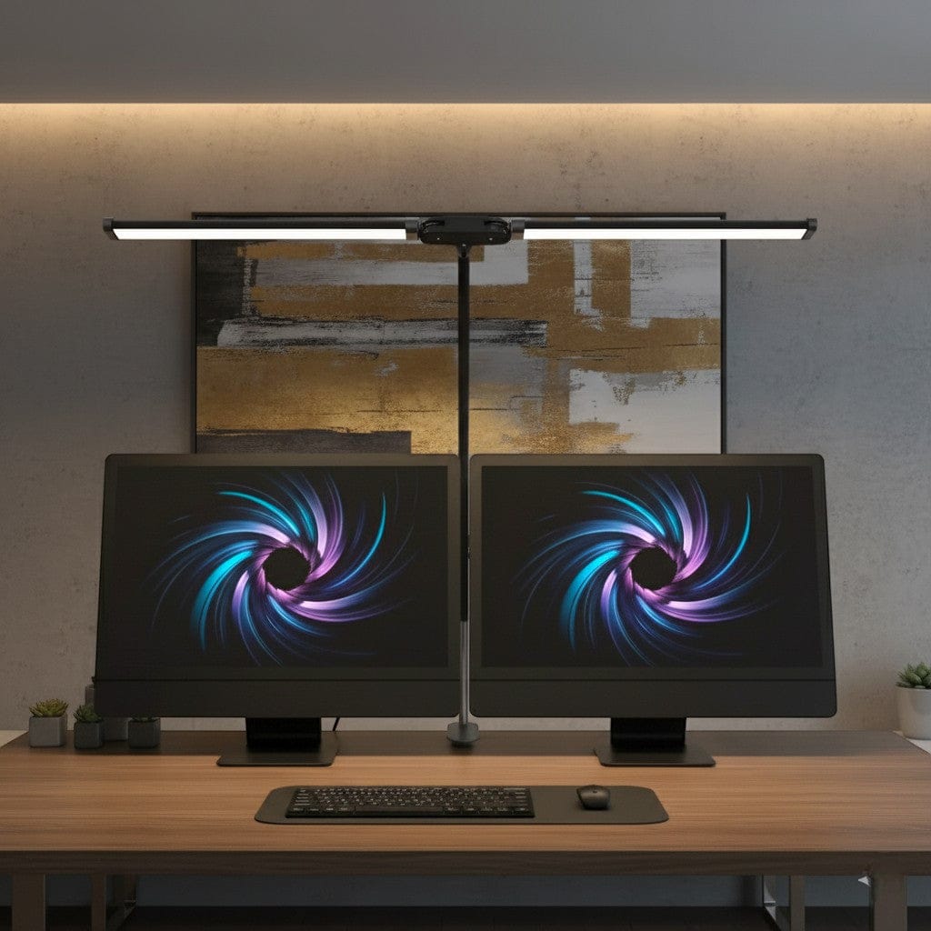 Noir Lampe de Bureau LED Flexible à Bras Articulés - Éclairage Intelligent pour Station de Travail