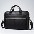Noir Sacoche Ordinateur Pour Homme Design Professionnel - Sac en Cuir Véritable 15,6 pouces