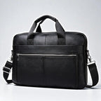 Noir Sacoche Ordinateur Pour Homme Design Professionnel - Sac en Cuir Véritable 15,6 pouces