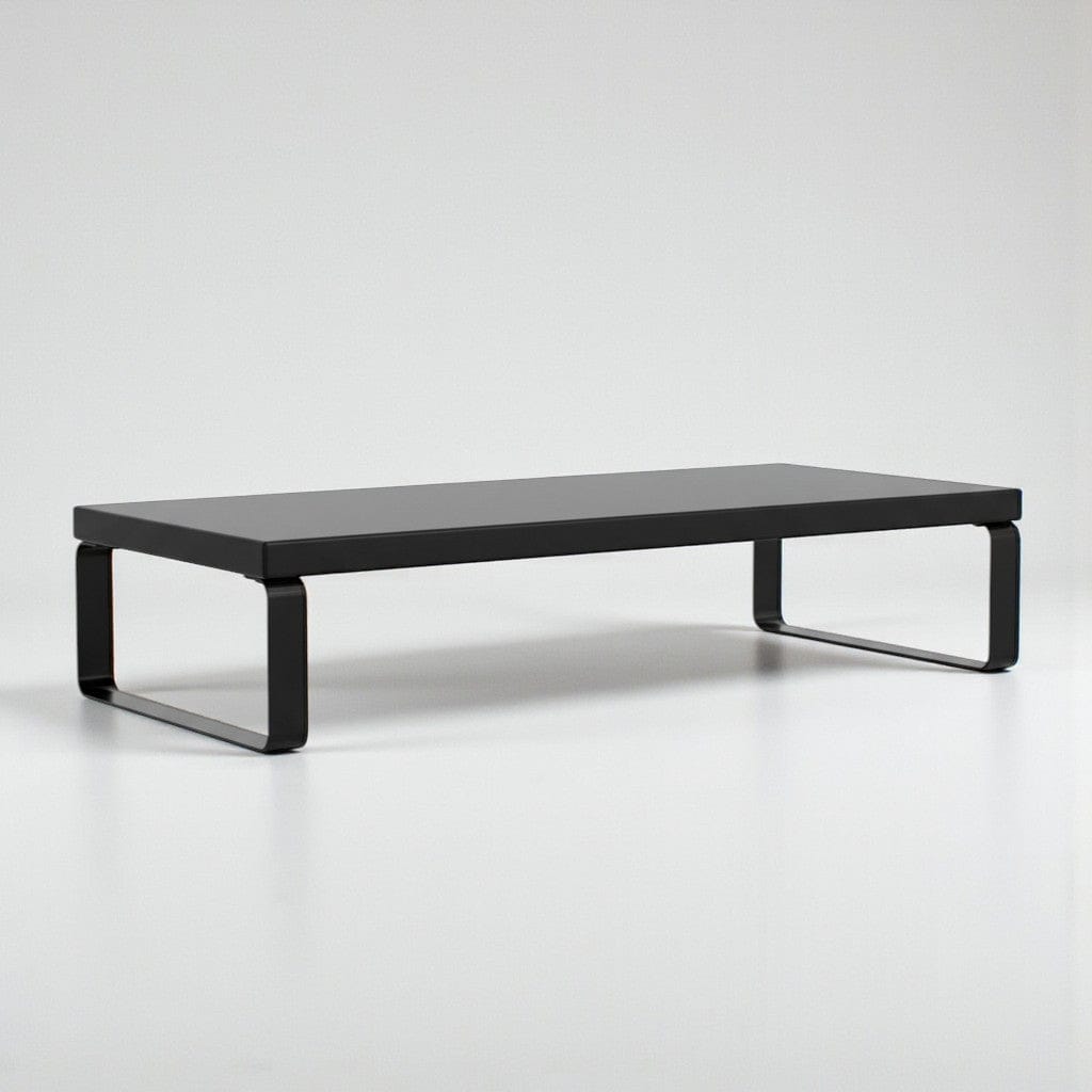 Noir Support Écran Bureau 40cm avec Rangement - Réhausseur Ordinateur Bois et Métal