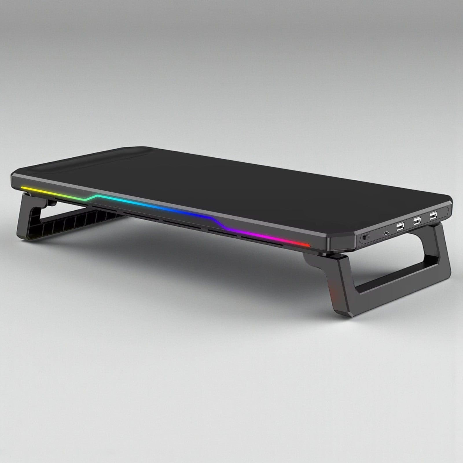Noir Support Écran RGB avec Ports USB et Éclairage Multicolore