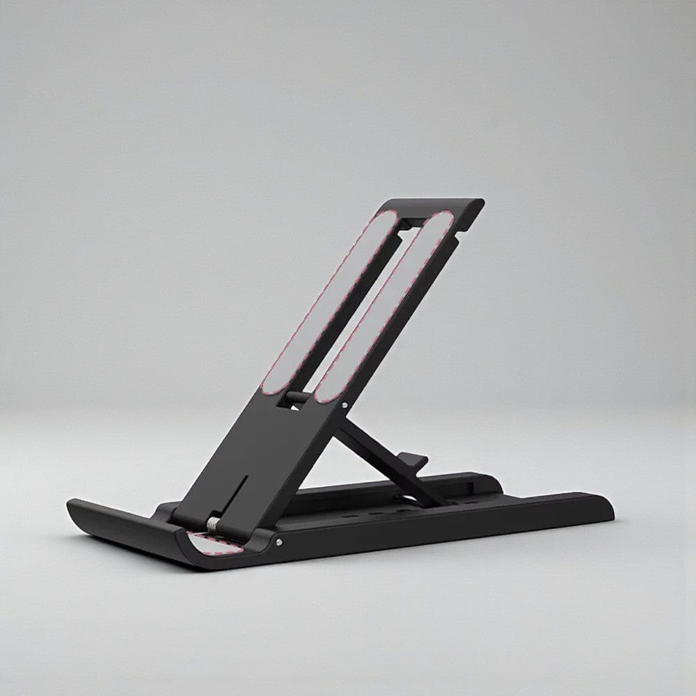 Noir Support Téléphone Pliable & Réglable - 6 Niveaux d’Inclinaison, Multi-Usages