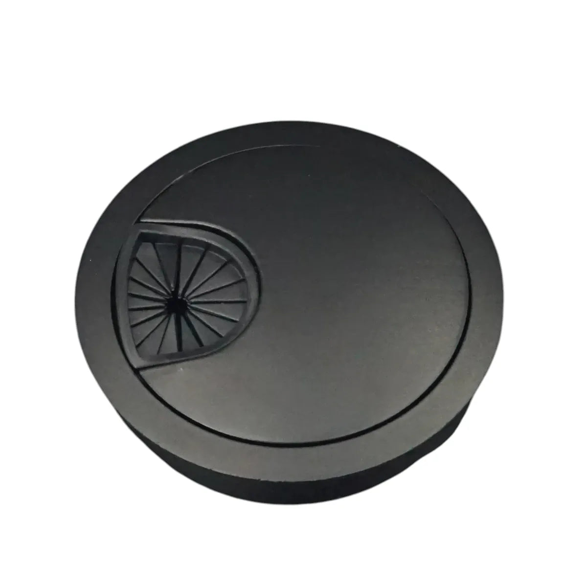 Obturateur passe câbles Aura Core en noir mat pour une gestion de câbles sous bureau élégante et un silence visuel total.