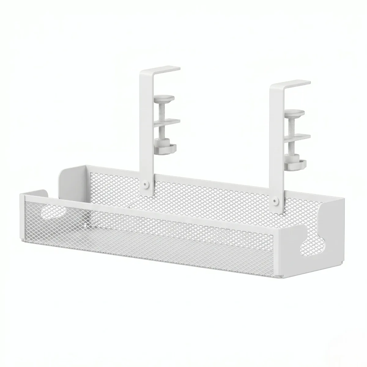 Vue studio du modèle blanc de l'Organisateur de câbles Grid Stream en Acier, idéal pour une architecture de câblage épurée sans perçage.