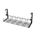 Organisateur de câbles TitanGrid S1 en acier renforcé noir mat, design épuré et structure robuste pour bureau.