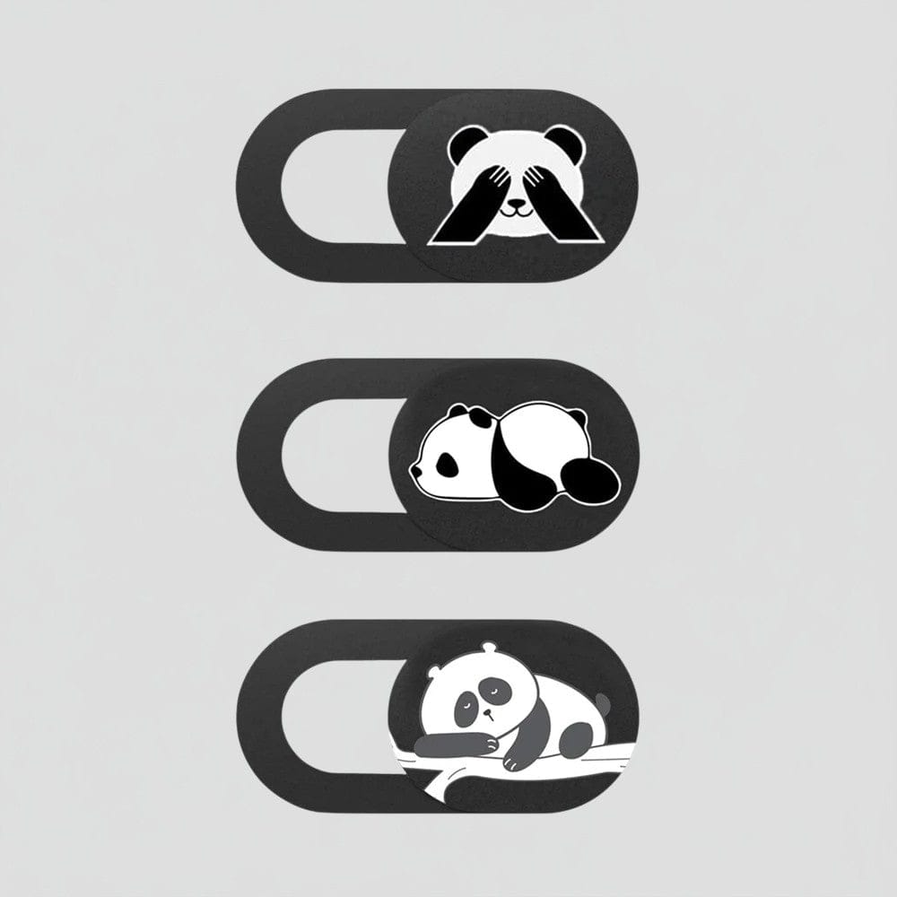 Panda 3 Cache Webcam Ultra-Fin Motif Panda pour Ordinateurs et Smartphones