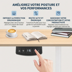 Gros plan sur le boîtier de commande tactile LED avec mémoire de hauteur du bureau d'angle motorisé Kinetik-L.