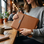 Femme portant la pochette ordinateur Ergo Stand comme bagage professionnel