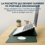 Pochette ordinateur Ergo Stand dépliée en support ergonomique pour PC portable