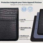 Pochette ordinateur fine CrocoTilt et sa structure multicouche antichoc (mousse EVA), protection totale 360 pour ordinateur.