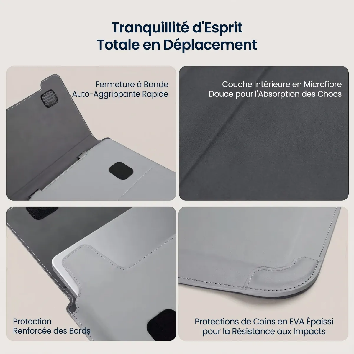 Protection antichoc ordinateur MorphoDesk avec mousse EVA et microfibre douce pour pochette protection macbook.