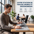 Pochette ordinateur MorphoDesk convertie en support ergonomique et tapis de souris pour pochette macbook et PC.